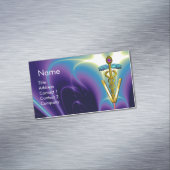 GOLDEN CADUCEUS VETERINÄRSYMBOL / Blau Lila Magnetische Visitenkarte (Beispiel)