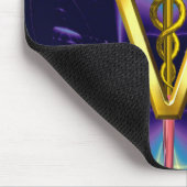 GOLDEN CADUCEUS VETERINÄRSYMBOL / Blau Lila Mousepad (Ecke)