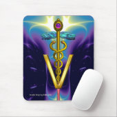 GOLDEN CADUCEUS VETERINÄRSYMBOL / Blau Lila Mousepad (Mit Mouse)