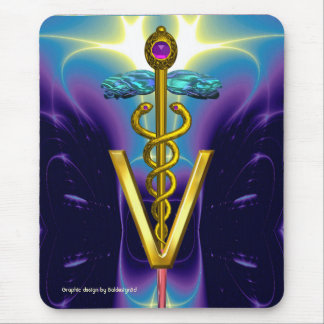 GOLDEN CADUCEUS VETERINÄRSYMBOL / Blau Lila Mousepad