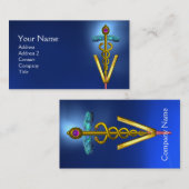 GOLDEN CADUCEUS VETERINÄRSYMBOL /Blau Visitenkarte (Vorne/Hinten)