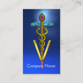 GOLDEN CADUCEUS VETERINÄRSYMBOL /Blau Visitenkarte (Rückseite)
