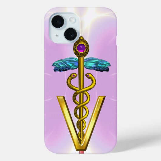 GOLDEN CADUCEUS VETERINÄRSYMBOL Hellrosa Lilac Case-Mate iPhone Hülle (Rückseite)