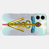 GOLDEN CADUCEUS VETERINÄRSYMBOL Light Blue Aquamar Case-Mate iPhone Hülle (Rückseite (Horizontal))