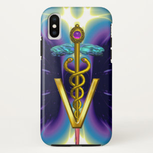 GOLDEN CADUCEUS VETERINÄRSYMBOL / Lila blau Case-Mate iPhone Hülle