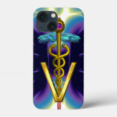 GOLDEN CADUCEUS VETERINÄRSYMBOL / Lila blau Case-Mate iPhone Hülle (Rückseite)