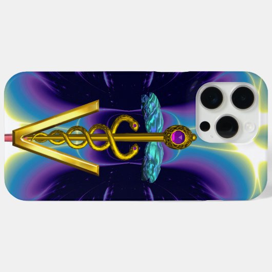 GOLDEN CADUCEUS VETERINÄRSYMBOL / Lila blau Case-Mate iPhone Hülle (Rückseite (Horizontal))