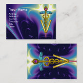 GOLDEN CADUCEUS VETERINÄRSYMBOL / Lila blau Visitenkarte (Vorne/Hinten)