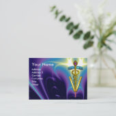 GOLDEN CADUCEUS VETERINÄRSYMBOL / Lila blau Visitenkarte (Stehend Vorderseite)