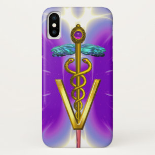 GOLDEN CADUCEUS VETERINÄRSYMBOL / Lila Fuchsie Case-Mate iPhone Hülle