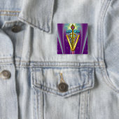 GOLDEN CADUCEUS VETERINÄRSYMBOL / Lila grün Button (Beispiel)