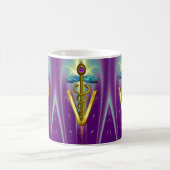 GOLDEN CADUCEUS VETERINÄRSYMBOL / Lila grün Kaffeetasse (Mittel)