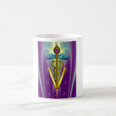 GOLDEN CADUCEUS VETERINÄRSYMBOL / Lila grün Kaffeetasse (Mittel)