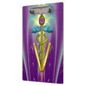 GOLDEN CADUCEUS VETERINÄRSYMBOL / Lila grün Klemmbrett (Links)