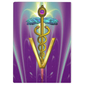 GOLDEN CADUCEUS VETERINÄRSYMBOL / Lila grün Klemmbrett (Rückseite)