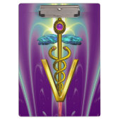 GOLDEN CADUCEUS VETERINÄRSYMBOL / Lila grün Klemmbrett (Vorderseite)