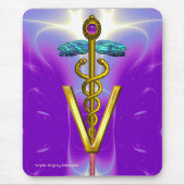 GOLDEN CADUCEUS VETERINÄRSYMBOL / Lila Violette Mousepad (Vorne)