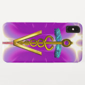 GOLDEN CADUCEUS VETERINÄRSYMBOL / Pink Fuchsia Case-Mate iPhone Hülle (Rückseite (Horizontal))