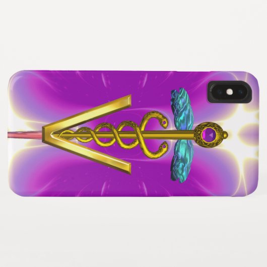 GOLDEN CADUCEUS VETERINÄRSYMBOL / Pink Fuchsia Case-Mate iPhone Hülle (Rückseite (Horizontal))