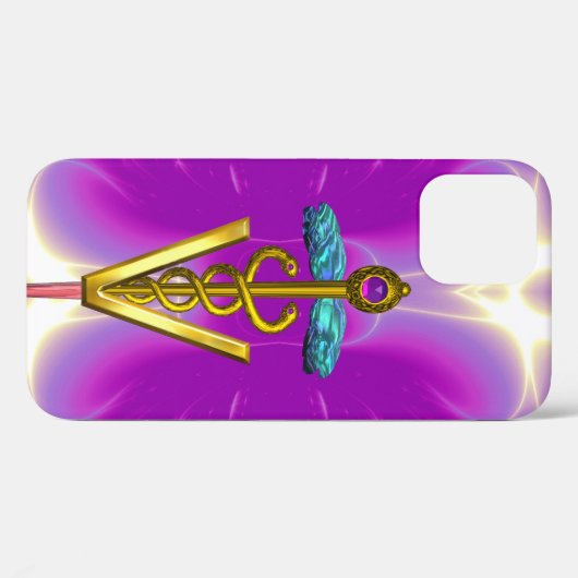 GOLDEN CADUCEUS VETERINÄRSYMBOL / Pink Fuchsia Case-Mate iPhone Hülle (Rückseite (Horizontal))