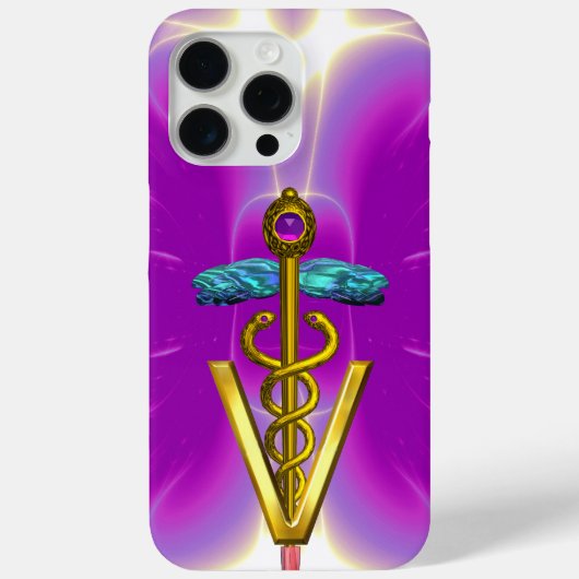 GOLDEN CADUCEUS VETERINÄRSYMBOL / Pink Fuchsia Case-Mate iPhone Hülle (Rückseite)