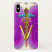 GOLDEN CADUCEUS VETERINÄRSYMBOL / Pink Fuchsia Case-Mate iPhone Hülle (Rückseite)