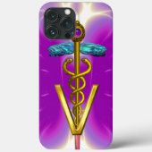 GOLDEN CADUCEUS VETERINÄRSYMBOL / Pink Fuchsia Case-Mate iPhone Hülle (Rückseite)