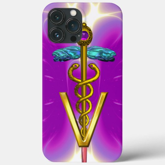 GOLDEN CADUCEUS VETERINÄRSYMBOL / Pink Fuchsia Case-Mate iPhone Hülle (Rückseite)