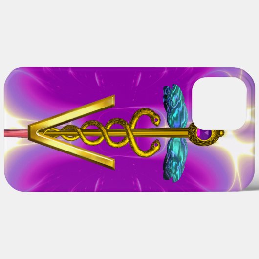 GOLDEN CADUCEUS VETERINÄRSYMBOL / Pink Fuchsia Case-Mate iPhone Hülle (Rückseite (Horizontal))