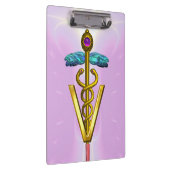 GOLDEN CADUCEUS VETERINÄRSYMBOL / Pink Lilac Klemmbrett (Rechts)