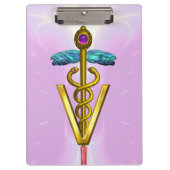 GOLDEN CADUCEUS VETERINÄRSYMBOL / Pink Lilac Klemmbrett (Vorderseite)