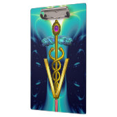 GOLDEN CADUCEUS VETERINÄRSYMBOL /Türkisblau Klemmbrett (Links)