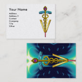 GOLDEN CADUCEUS VETERINARY SYMBOL Aqua Blue Visitenkarte (Vorne/Hinten)