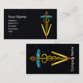 GOLDEN CADUCEUS VETERINARY SYMBOL Black Paper Visitenkarte (Vorne/Hinten)