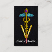 GOLDEN CADUCEUS VETERINARY SYMBOL Black Paper Visitenkarte (Rückseite)
