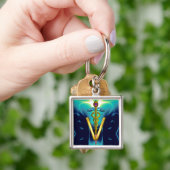 GOLDEN CADUCEUS VETERINARY SYMBOL Blau Türkis Schlüsselanhänger (Hand)