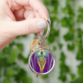 GOLDEN CADUCEUS VETERINARY SYMBOL Purple Green Schlüsselanhänger (Hand)