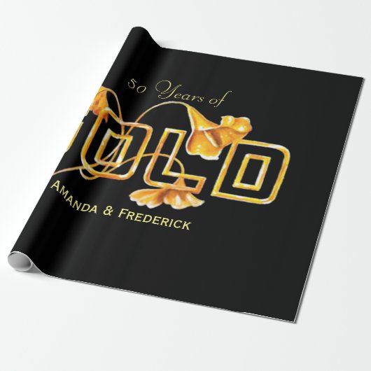 Golden Calla Lily 50. Hochzeit Anniversary Custom Geschenkpapier (Ungerollt)
