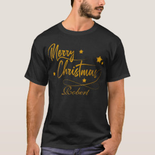 Golden Calligraphy Frohe Weihnachten Personalisier T-Shirt