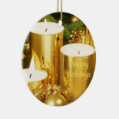 Golden Candles Weihnachtsfest Keramik Ornament (Rechts)