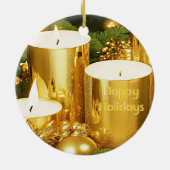Golden Candles Weihnachtsfest Keramik Ornament (Hinten)
