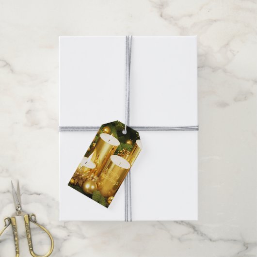 Golden Candles Weihnachtsgeschenk Tag Geschenkanhänger (Mit Garn)