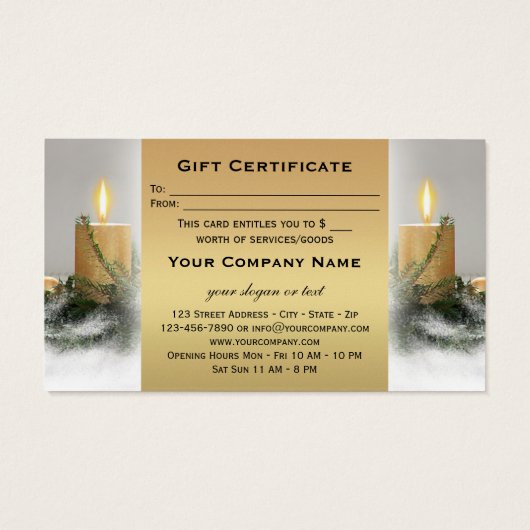 Golden Candles Weihnachtsgeschenk Vorlage (Rückseite)