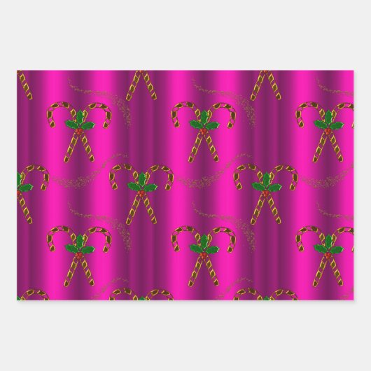 Golden Candy Cane Delight Geschenkpapier Set (Vorderseite)