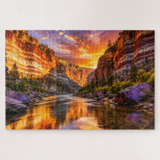 Golden Canyon Reflections | Dramatischer Sonnenunt Puzzle