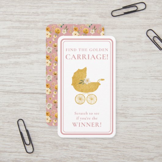 Golden Carriage Scratch-Off Game | Blush Pink Visitenkarte (Vorderseite/Rückseite Beispiel)
