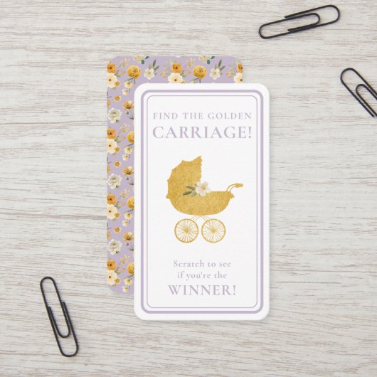 Golden Carriage Scratch-Off Game | Lavender Winner Visitenkarte (Vorderseite/Rückseite Beispiel)
