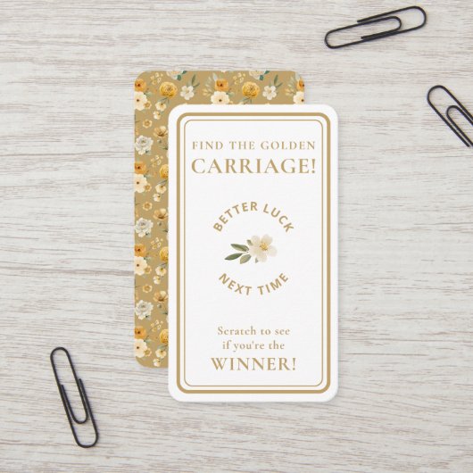 Golden Carriage Scratch-Off Neutral Non-Winner Visitenkarte (Vorderseite/Rückseite Beispiel)