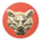 Golden Cat – goldene Katze – vergoldeter Kater Keramikknauf (Vorderseite)