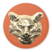 Golden Cat – goldene Katze – vergoldeter Kater Keramikknauf (Vorderseite)